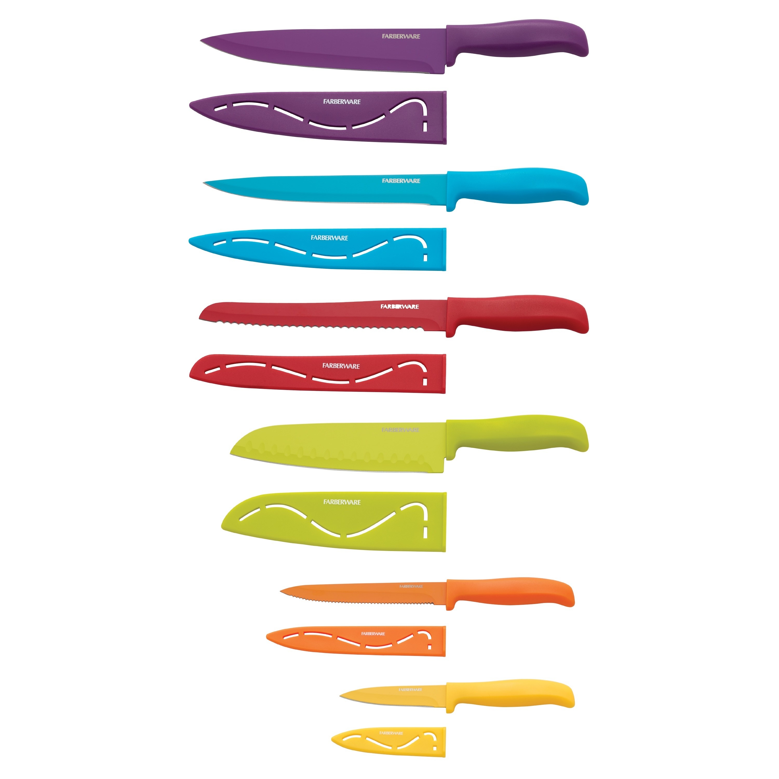 knives of different sizes in different colors 