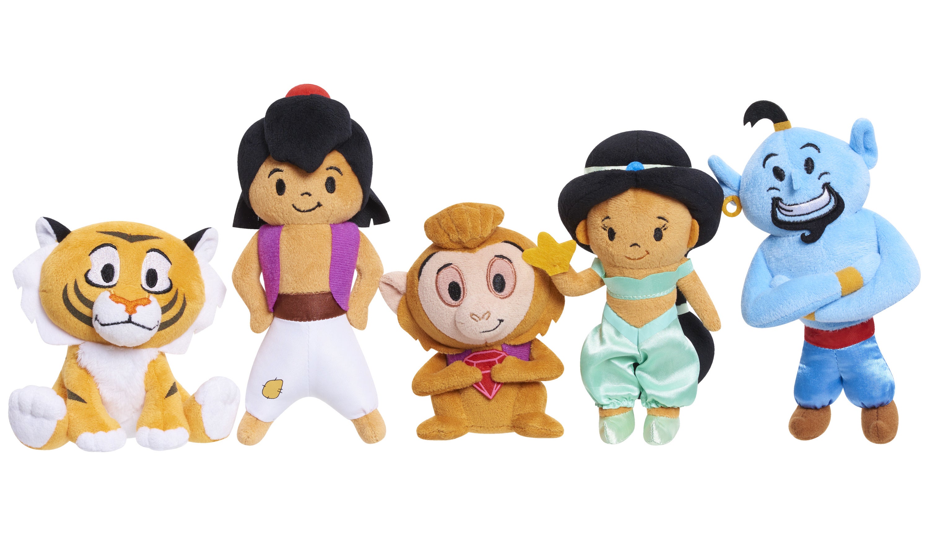 The plush toys, including  Aladdin, Jasmine, Genie, Abu, and Rajah