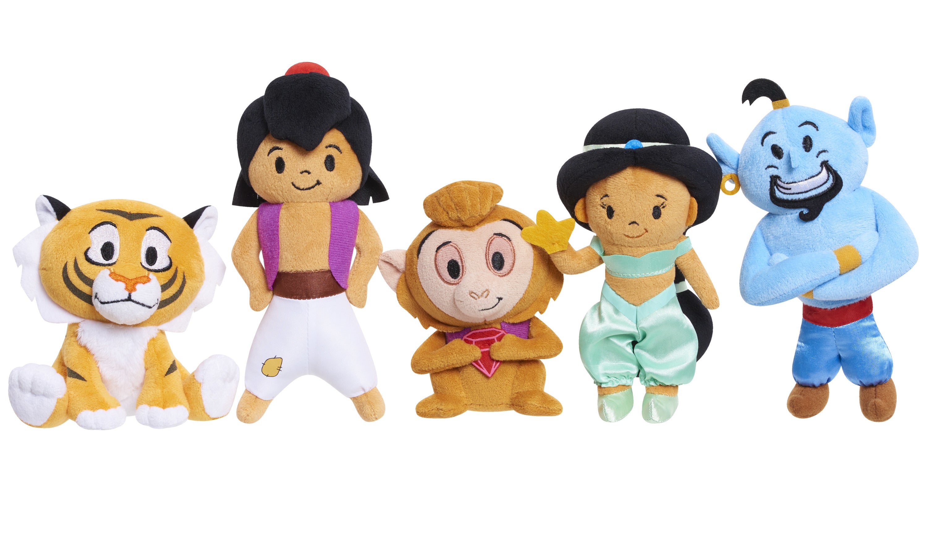 The plush toys, including  Aladdin, Jasmine, Genie, Abu, and Rajah