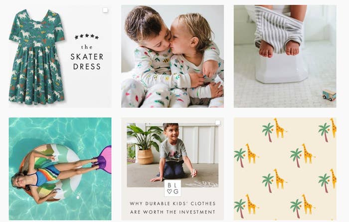 A screenshot of Hanna Andersson&#x27;s Instagram pages shows a series of children modeling the company&#x27;s clothes. 