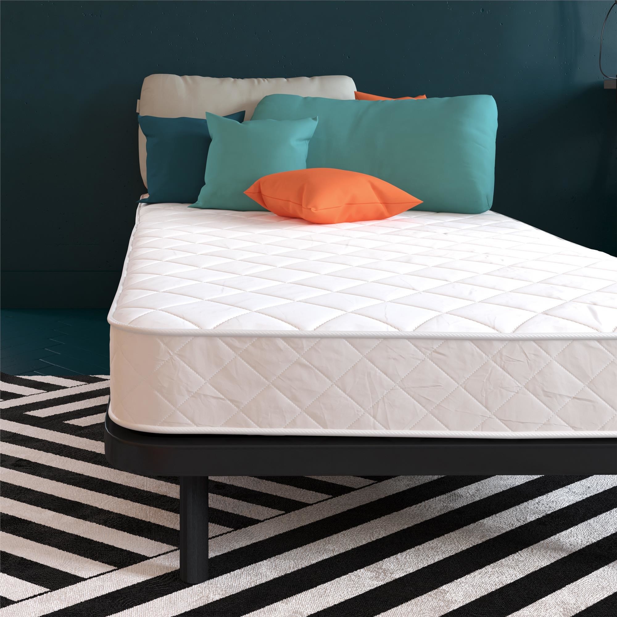 The mattress, featuring a quilted cover