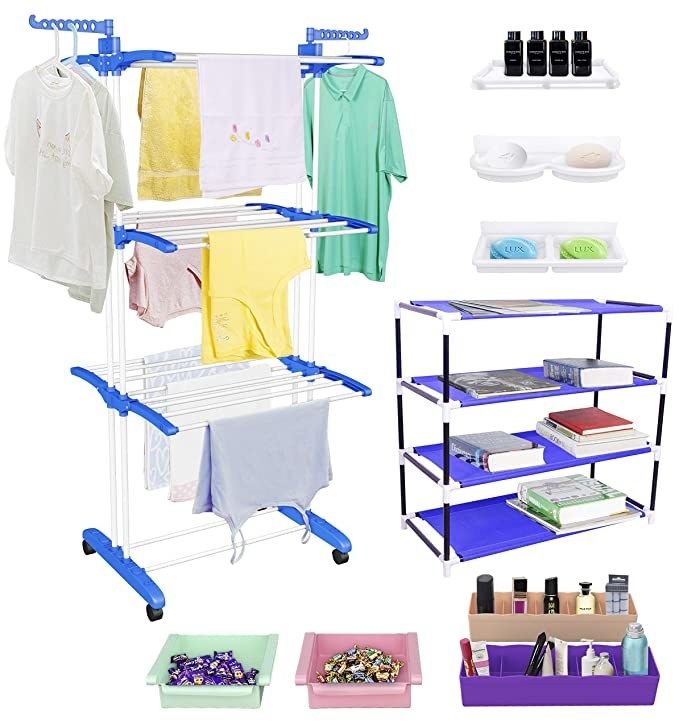 Clothes, stationery, beauty products and chocolates organised with the combo organiser.