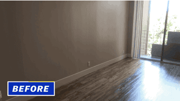 GIF showing the &quot;before&quot; of a blank living room, and the &quot;after&quot; of it being completed.