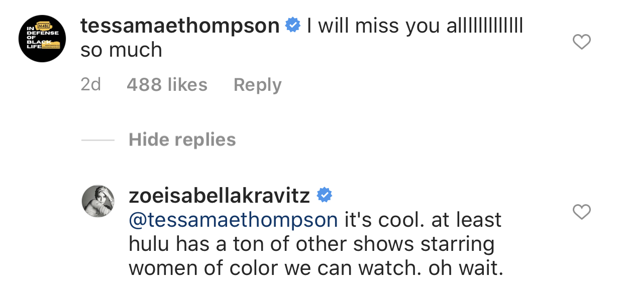 &quot;I will miss you allllllll so much,&quot; Tessa commented