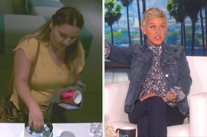 Ellen admonishing a guest for taking extra merch