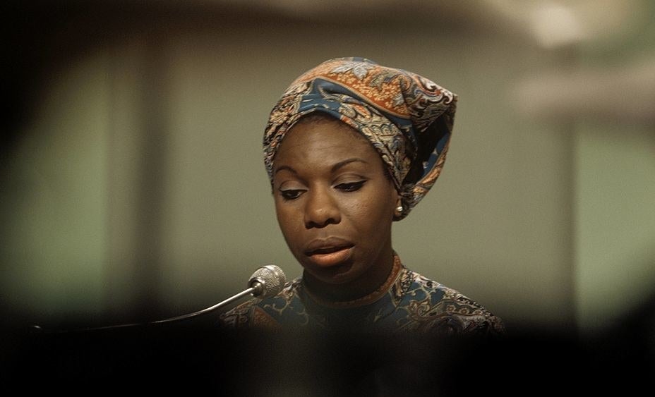 Nina Simone performs on a television show at BBC Television Centre in London in 1966