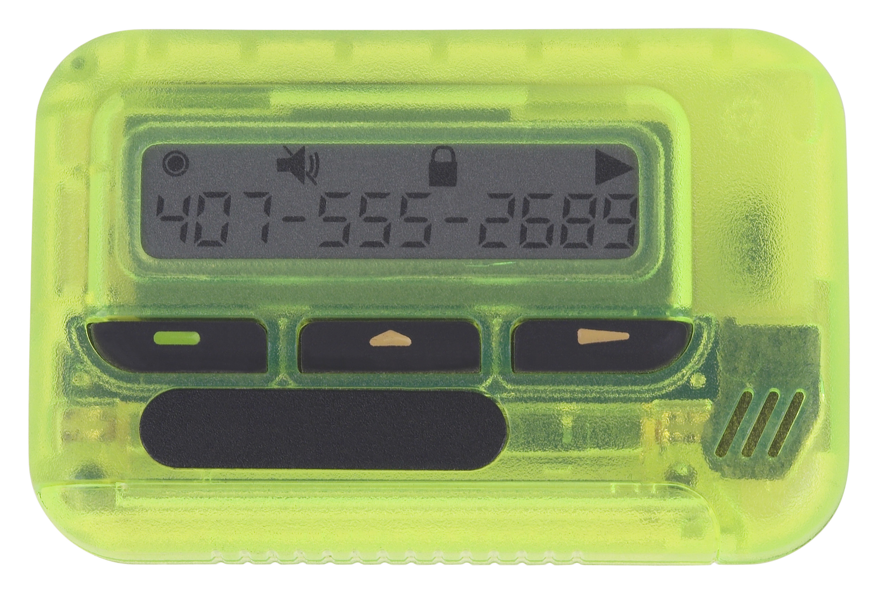 A lime green transparent pager 