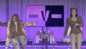 Brandy and Monica dancing during the Verzuz battle