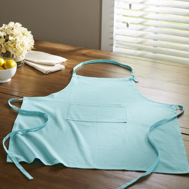 The apron in aqua