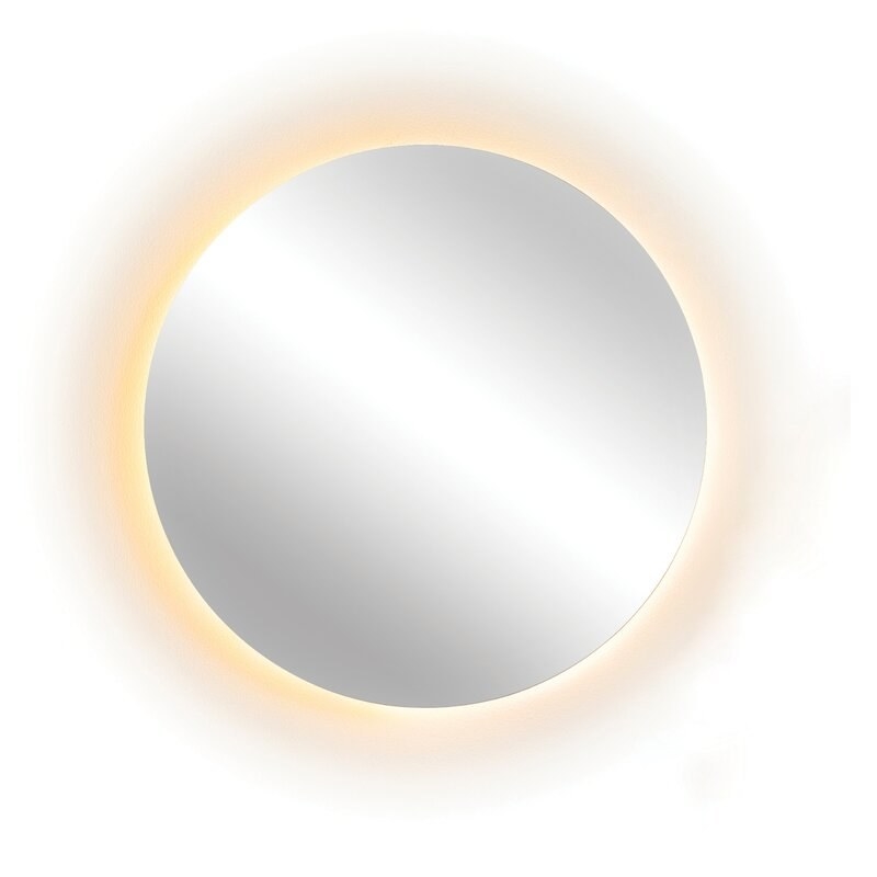 circular mirror with a glow around it 