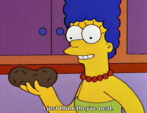 Marge holding a potato saying &quot;I just think they&#x27;re neat&quot;