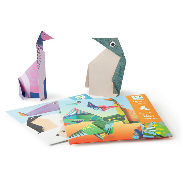two abstract creatures made of origami