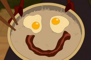 Mushu's smiley face breakfast from Mulan