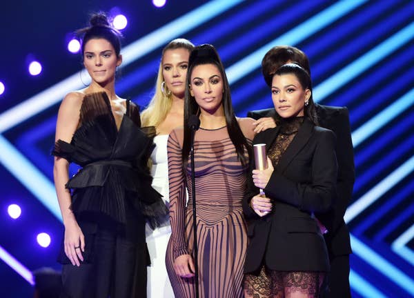 Kendall Jenner, Khloe Kardashian, KIm Kardashian, Kourtney Kardashian, and Kris Jenner accept The Reality Show of 2019 for &#x27;Keeping Up with the Kardashians&#x27; on stage during the 2019 E! People&#x27;s Choice Awards. 