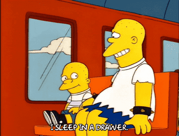  GIF of Kearney and his &quot;son&quot; from the Simpsons saying &quot;I sleep in a drawer&quot; 