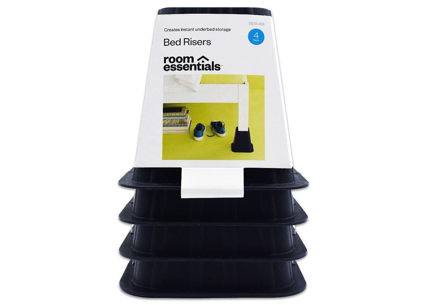 a pack of black bed risers