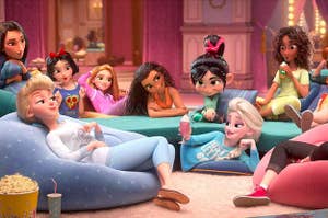 All the disney princesses having a sleepover in wreck it ralph