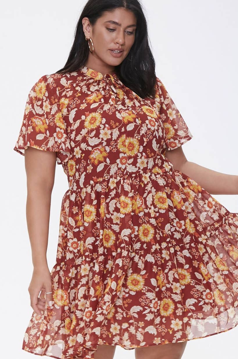Disney Stitch Floral Smocked Dress Plus Size