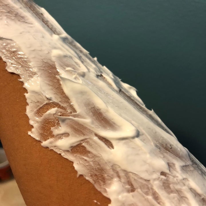 the cream applied to a reviewer's leg 