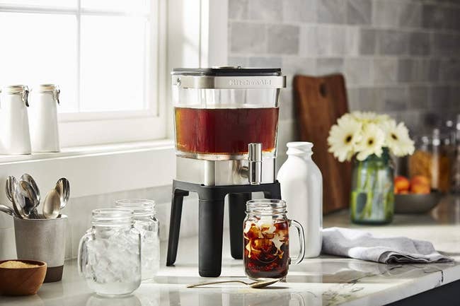 Cold brew maker sitting on kitchen counter 