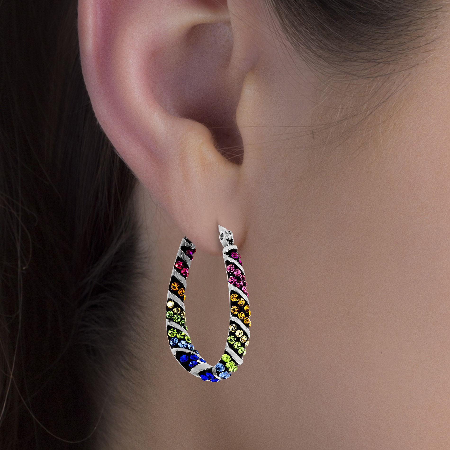 Model wearing the earrings