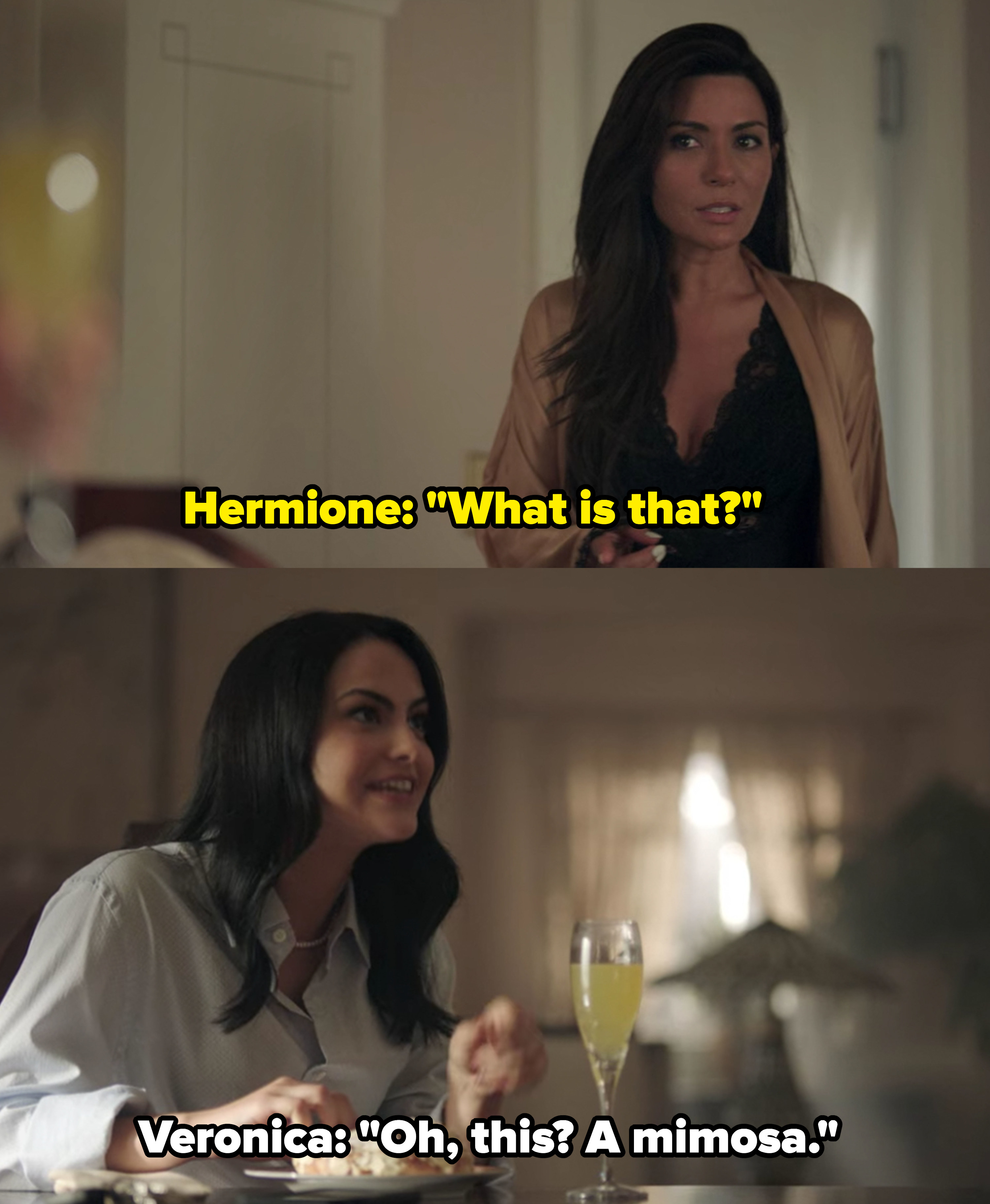 Veronica casually sips a mimosa in front of her mom to irritate her