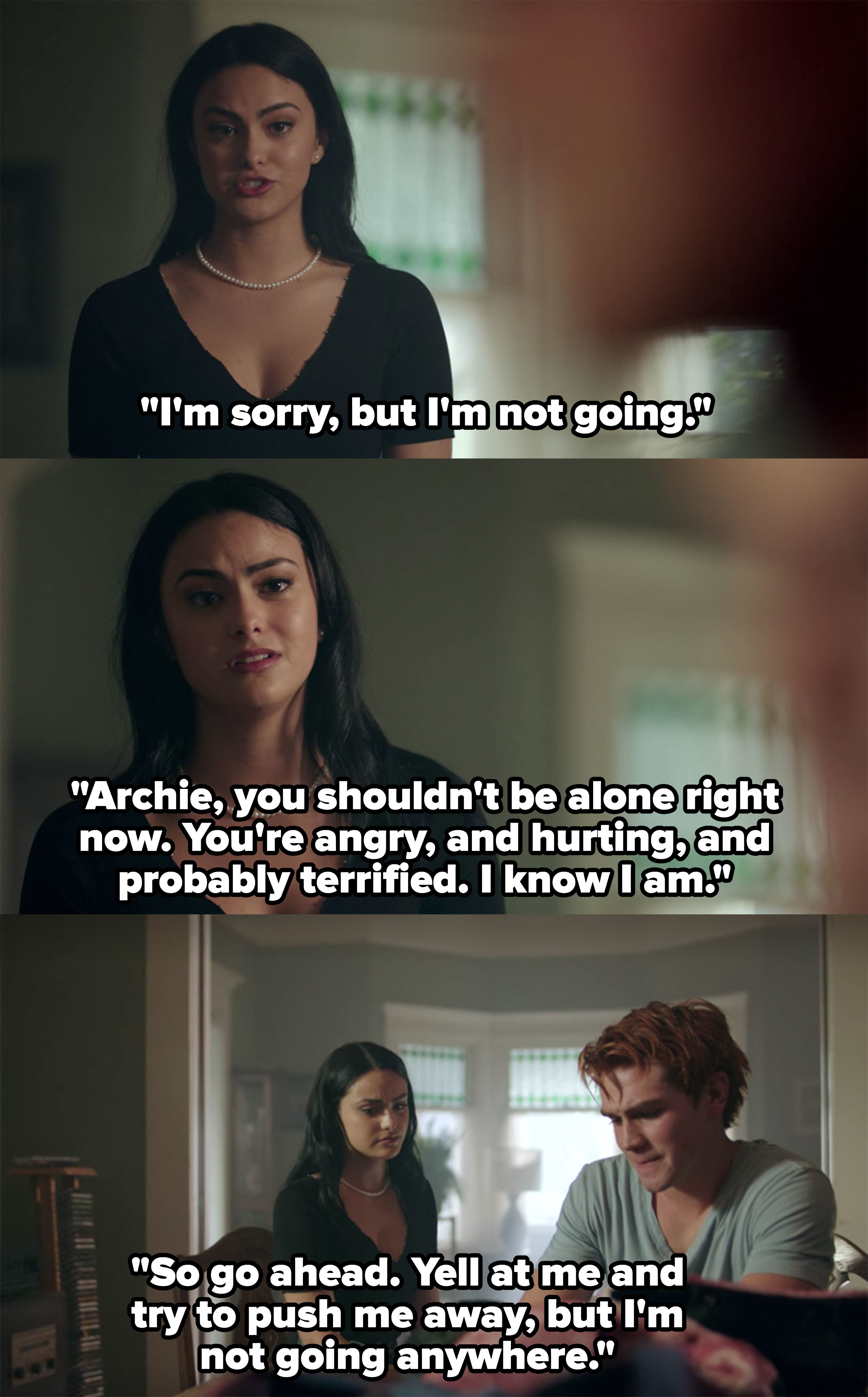 Veronica tells Archie she can try to push him away but she&#x27;s not leaving him alone in this
