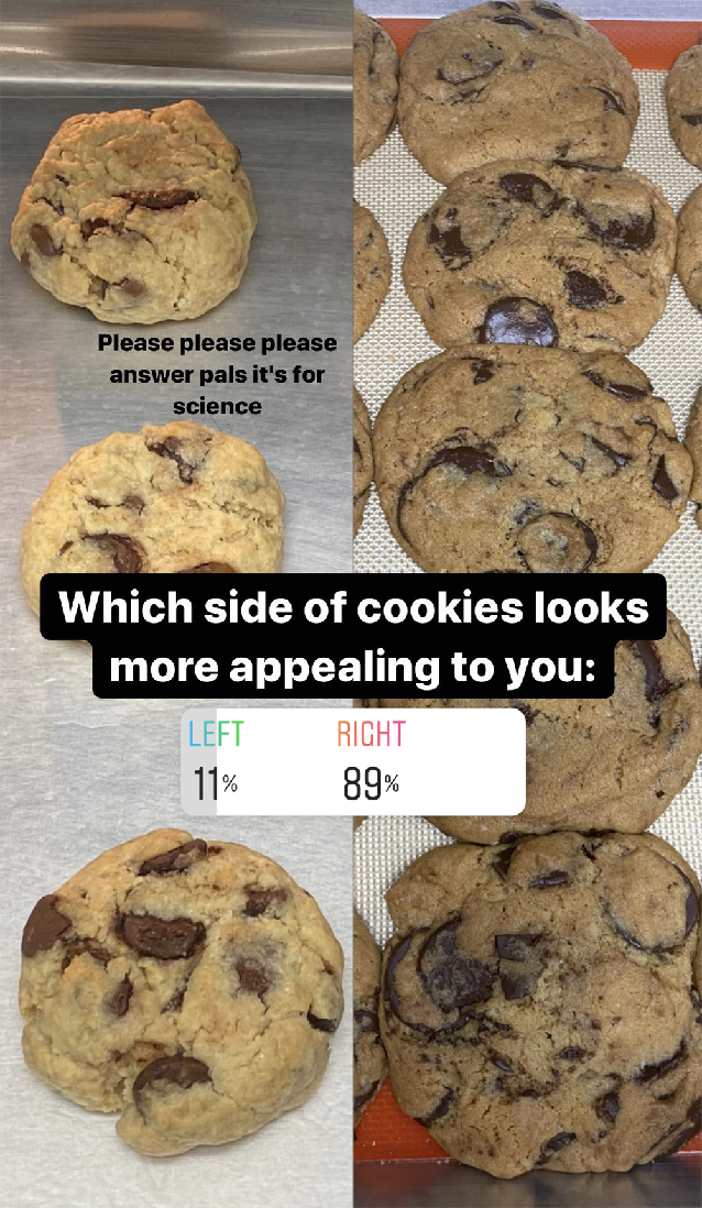 Instagram poll results: 89% prefer how the fancier cookies look