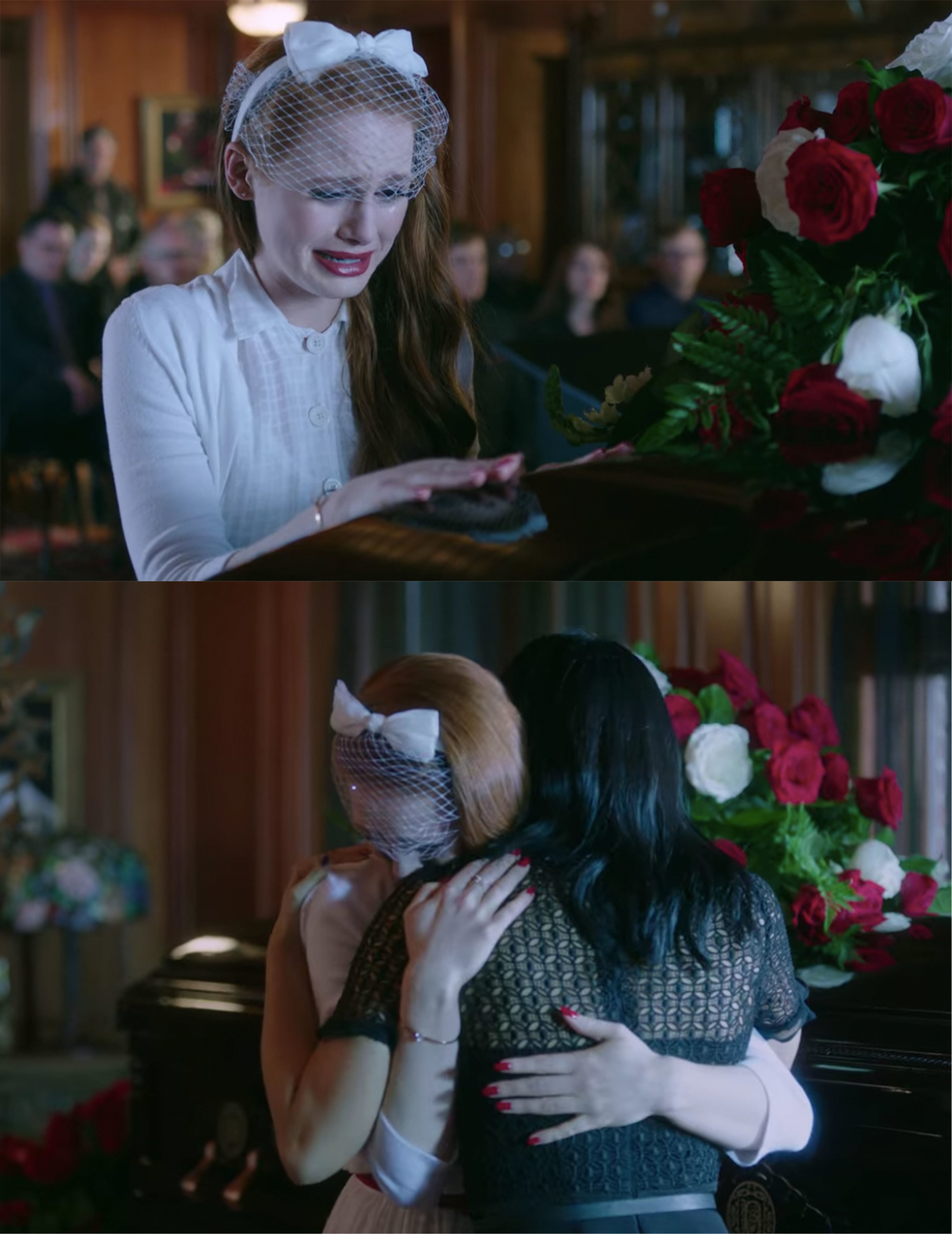 Veronica hugs Cheryl and comforts her at Jason&#x27;s funeral