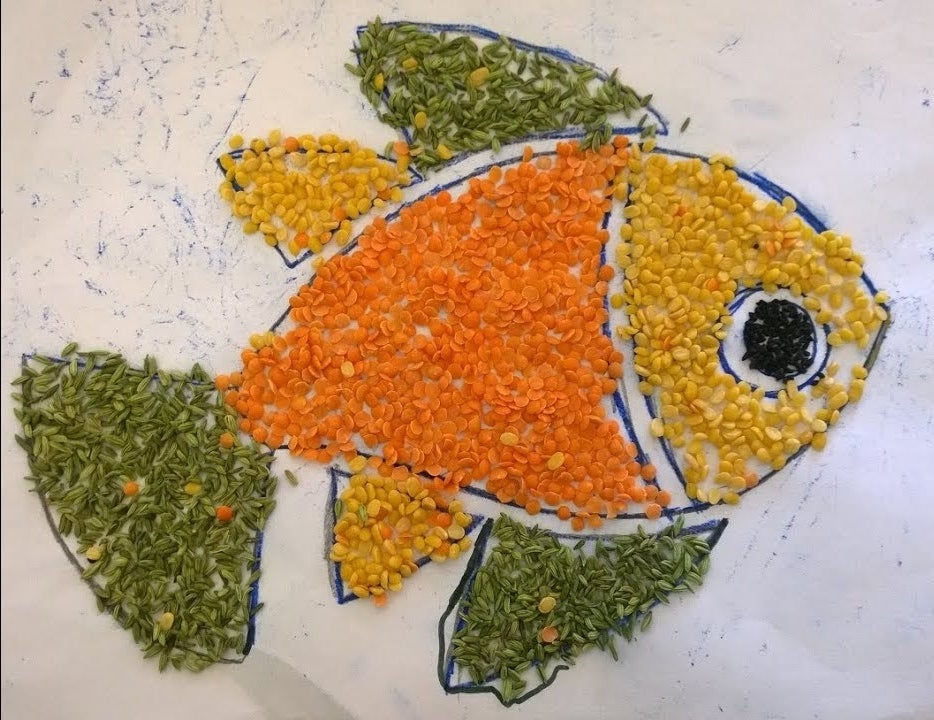 a fish made out of pulses and fennel seeds