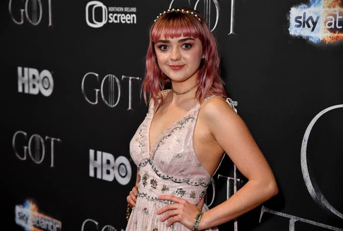 Maisie Williams arrives at the Game of Thrones Season Finale Premiere at the Waterfront Hall on April 12, 2019.