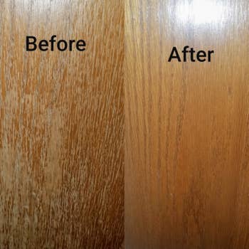 Reviewer's earlier and aft representation of a scratched-up woody level looking similar caller aft utilizing polish