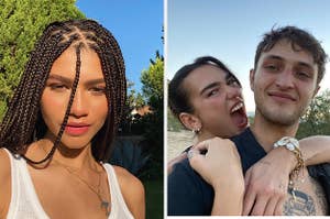 Zendaya's selfie side-by-side with Dua Lipa and Anwar Hadid