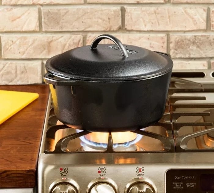Pot over open flame stovetop