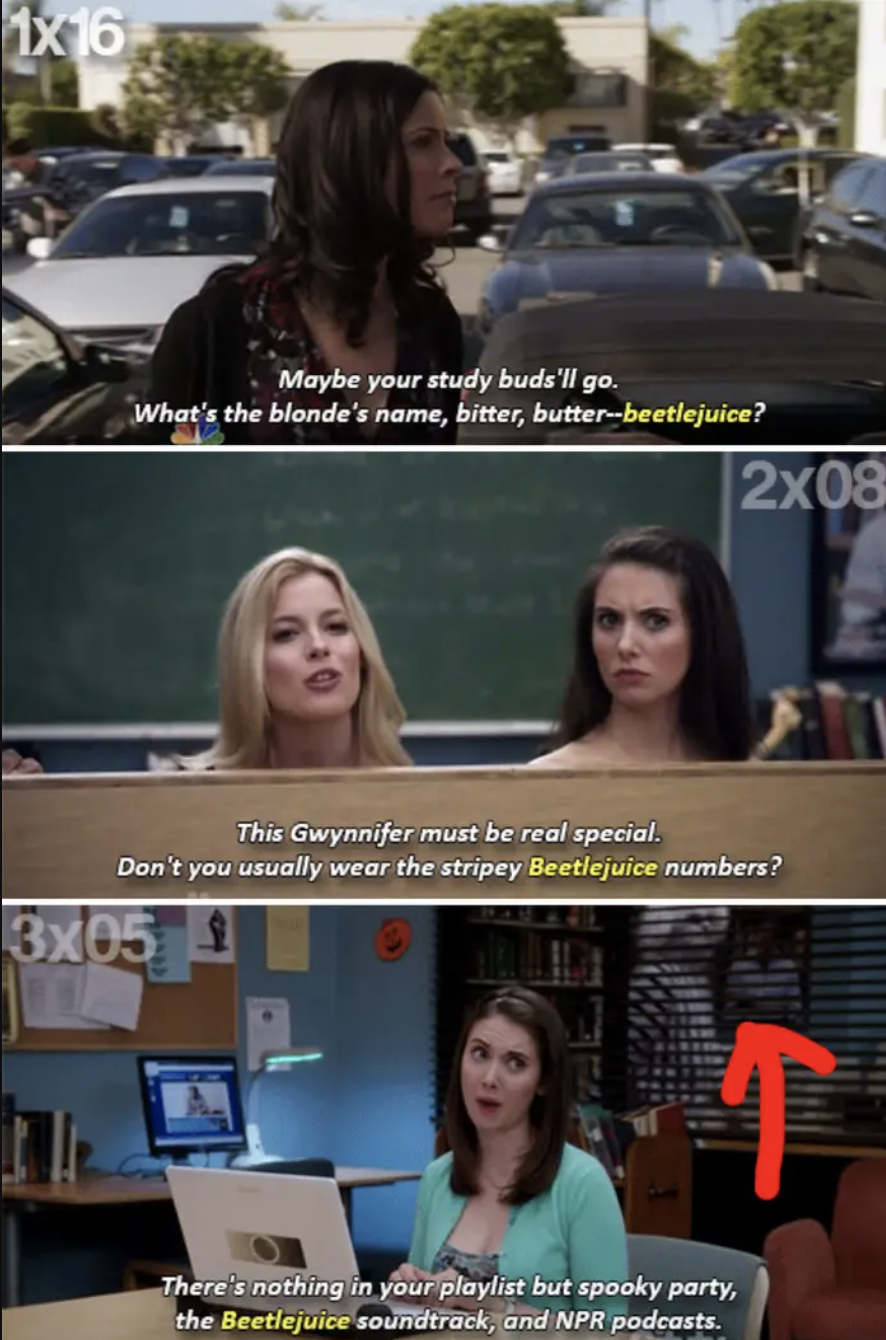 Side-by-sides of every time a character said the word "Beetlejuice," ending with an actual Beetlejuice appearing