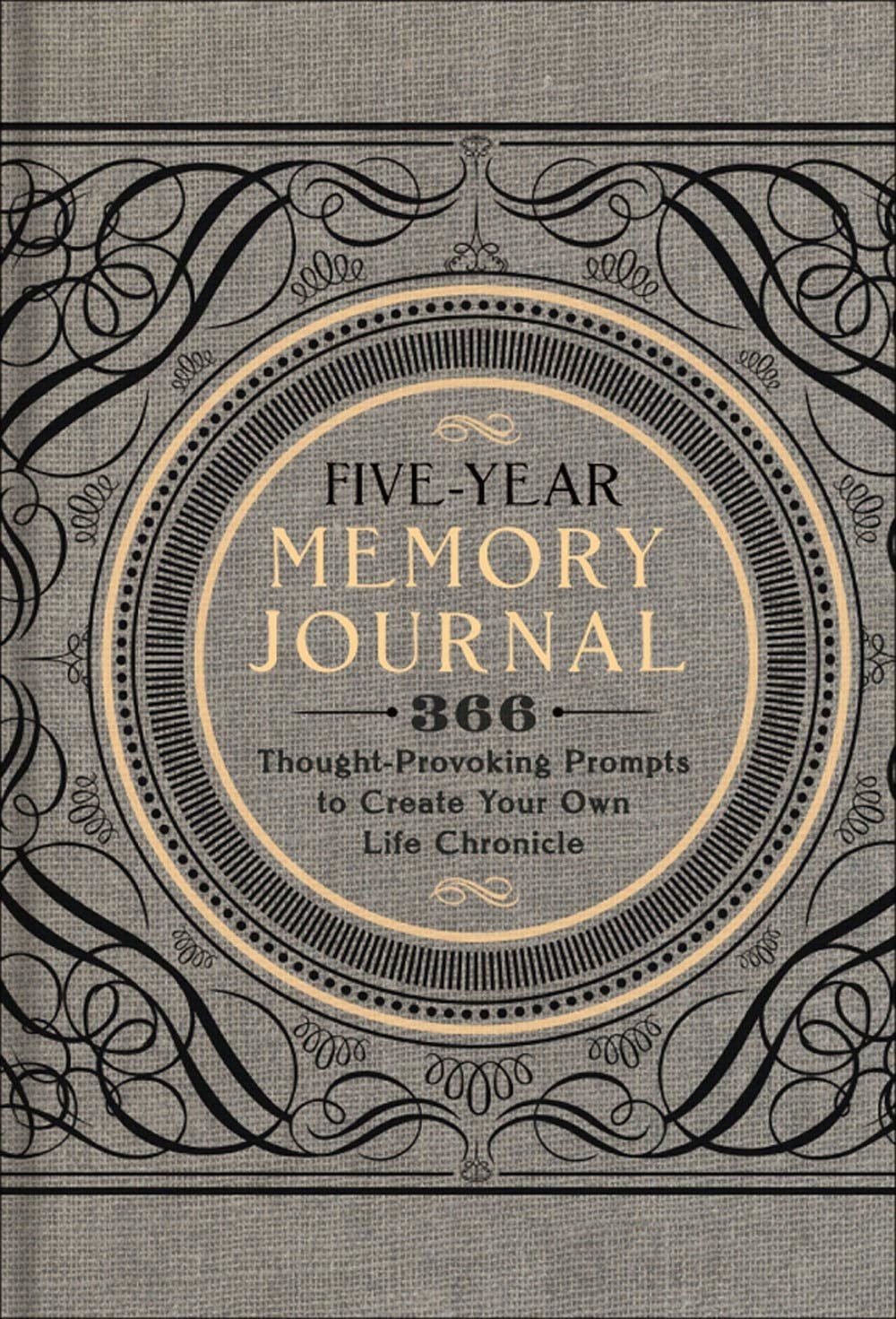 A grey cover of the five-year journal with a gorgeous vintage design