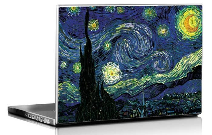 A laptop with a Van Gogh &quot;Starry Nights&quot; skin on it