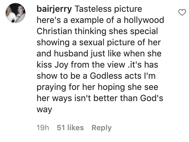 A fan calling Candace &quot;tasteless&quot; for posting a &quot;sexual picture&quot; of her husband