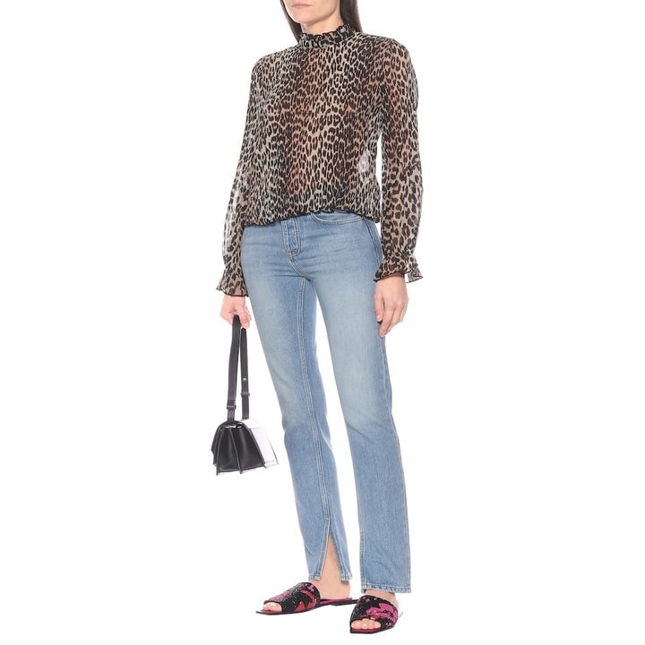 Model in the leopard-print blouse
