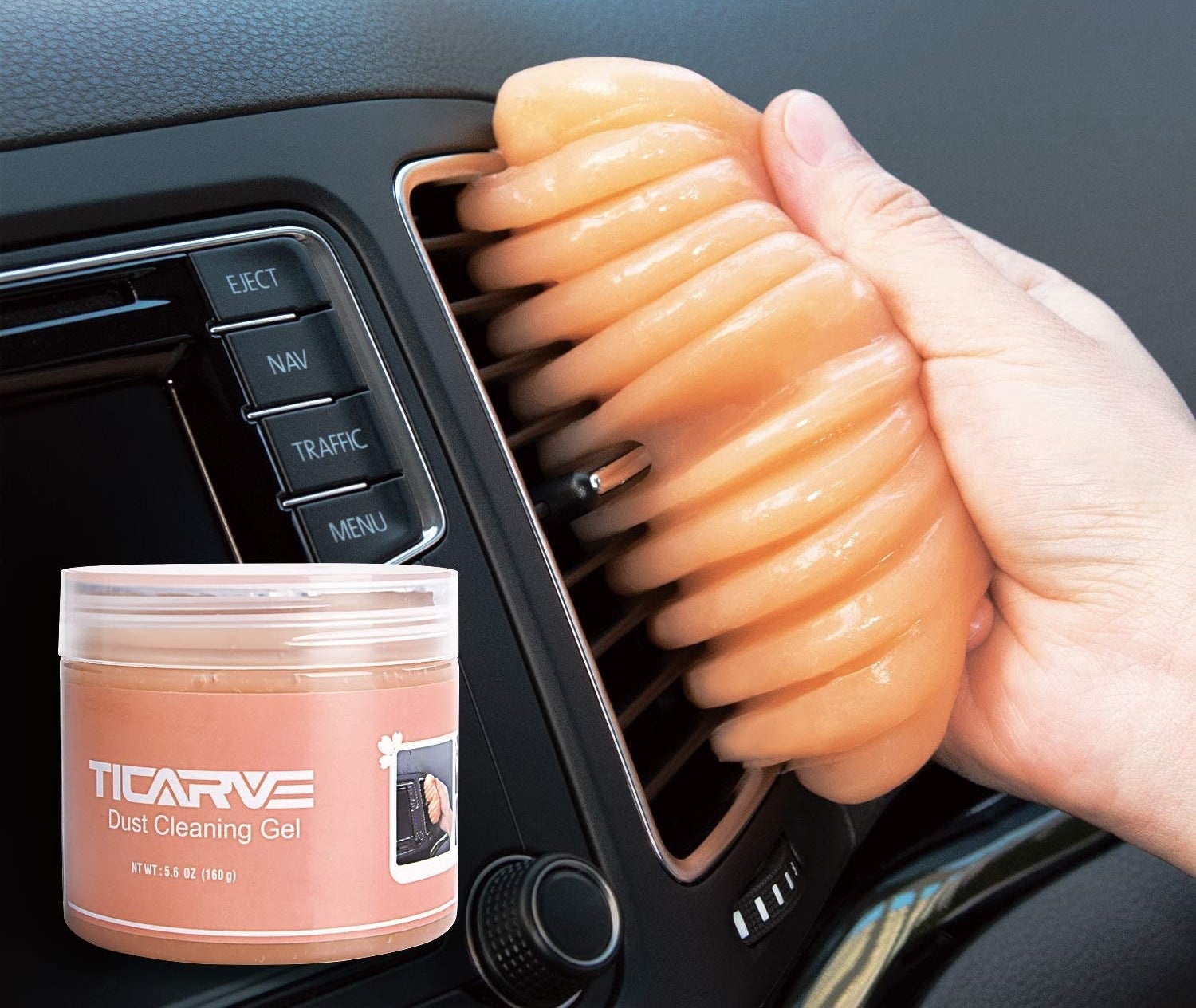 The TICARVE Dust Cleaning Gel removing dust from a car&#x27;s air vent