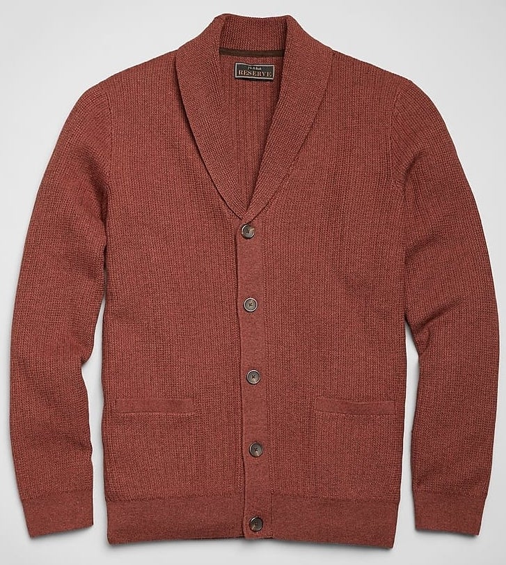Reserve collection shawl cardigan sweater in rust 