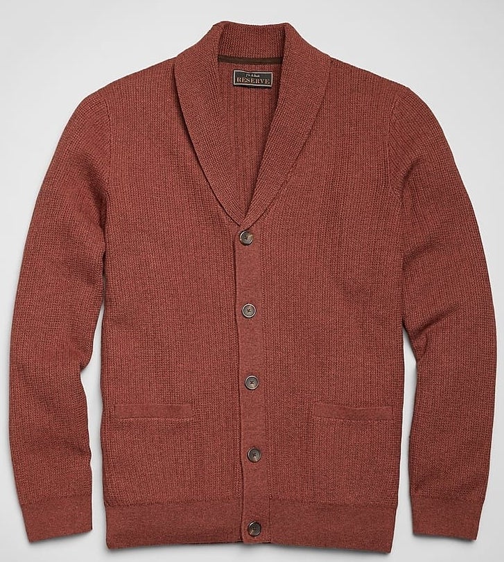 Reserve collection shawl cardigan sweater in rust
