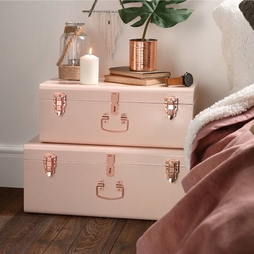 Pink trunks with rose gold hardware
