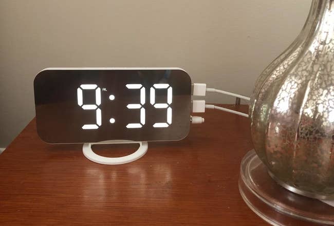 the alarm clock on a reviewer's nightstand 