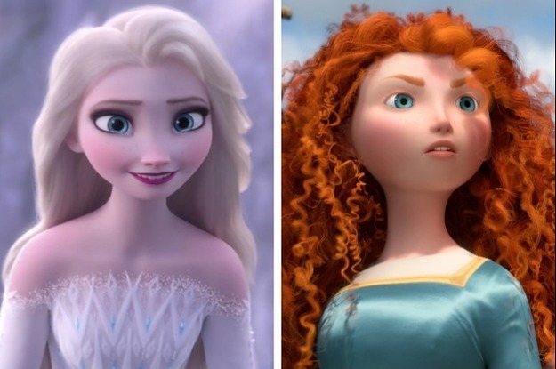 Elsa on the left and Merida on the right