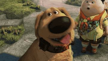 dog from disney&#x27;s UP smiling with tongue out