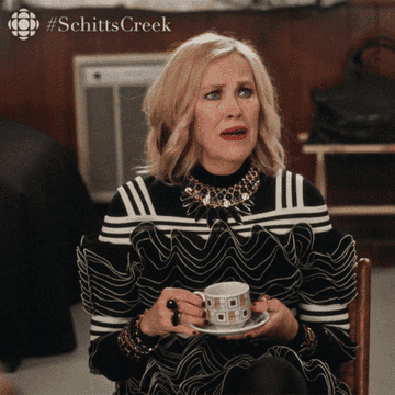 Moira Rose from &quot;Schitt&#x27;s Creek&quot; exclaiming &quot;What is it?!&quot;