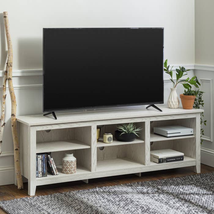 The white TV stand 