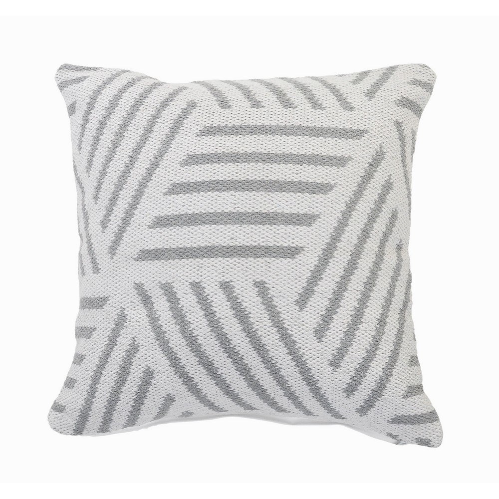 The grey and white striped pillow