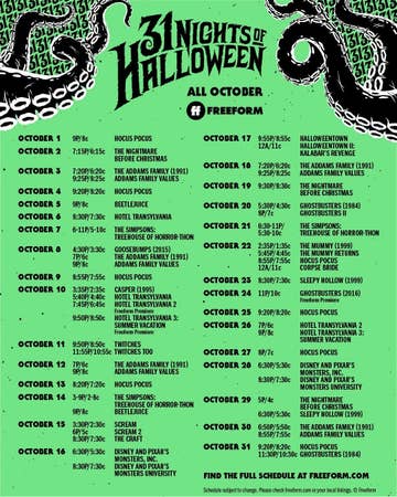 Freeform's 31 Nights Of Halloween Schedule